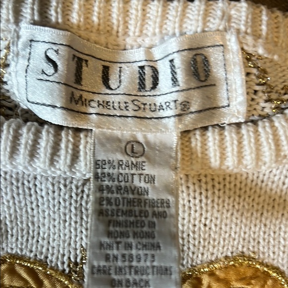 Cream and Gold Patterned Sweater - Picture 2 of 2